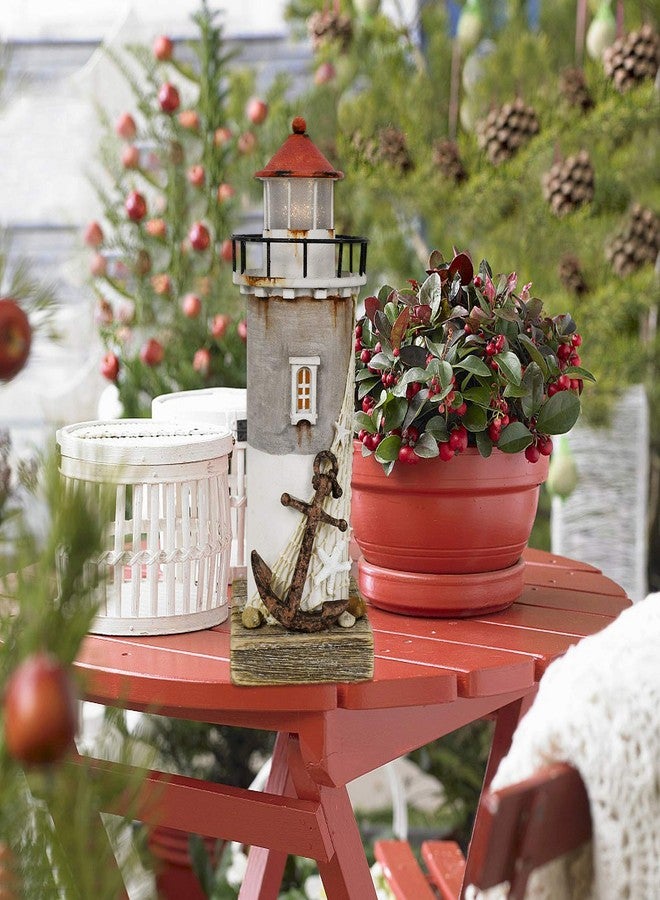 Morning View Lighthouse Decor Nautical Decoration Lighted Wood Light House Figurine Beach House Coastal Decor Table Ocean Seaside Theme Home Decorations Lake House Bathroom Shelf Centerpiece 11.4" - Image 4